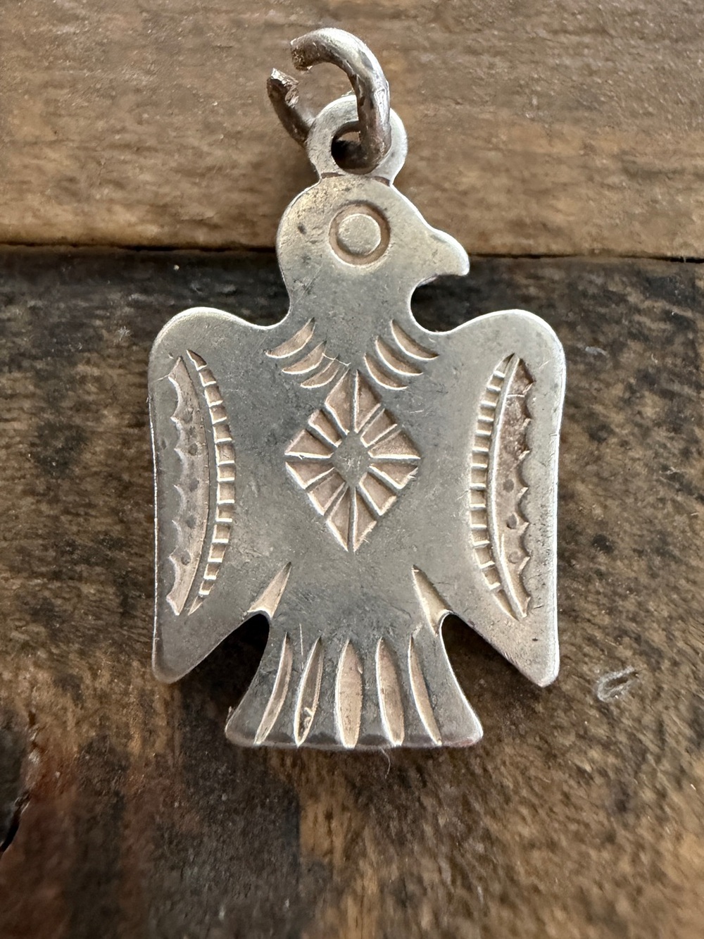Vintage Native Sterling Silver Fred Harvey Era Thunderbird Pendant Charm